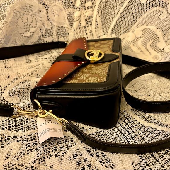 Coach Georgie Shoulder Bag In Colorblock Signature Canvas With Rivets - Picture 6 of 16